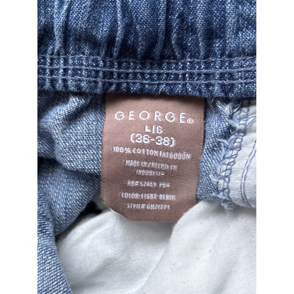 George Women Blue Jean Elastic Waist Shorts Large 36-38 Pockets Waist 36" Preown - Picture 6 of 9